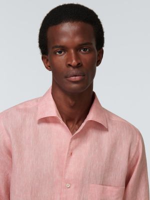 Lněná košile Loro Piana růžová
