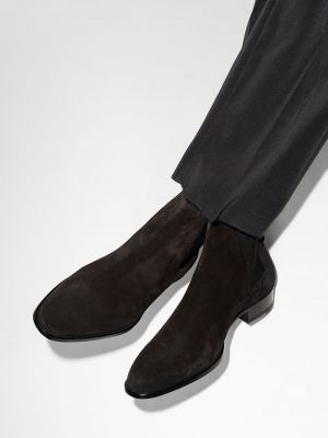Semišové chelsea boots Saint Laurent hnědé