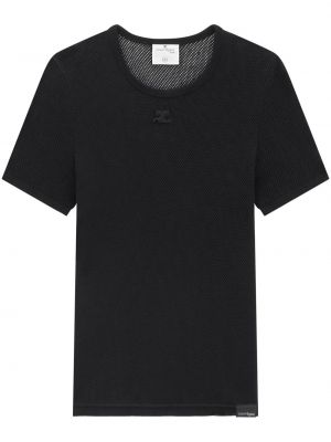 Mesh t-shirt mit rundem ausschnitt Courreges schwarz