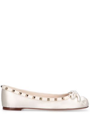 Bőr szatén balerina cipők Valentino Garavani fehér