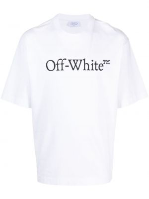 Raštuotas medvilninis marškinėliai Off-white balta