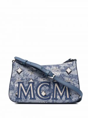 Bolsa de hombro con estampado Mcm azul