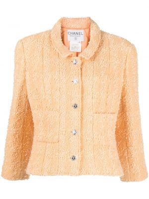 Giacca con bottoni in tweed Chanel Pre-owned arancione