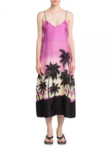 Атласный платье в бельевом стиле Palm Angels фиолетовый