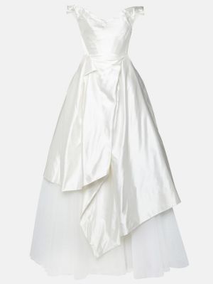 Bílé hedvábné dlouhé šaty Vivienne Westwood