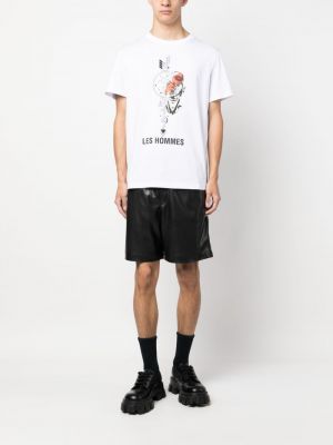 T-shirt aus baumwoll mit print Les Hommes weiß