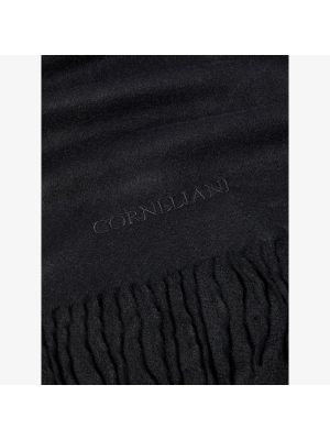 Кашемировый шарф с вышивкой с бахромой Corneliani черный