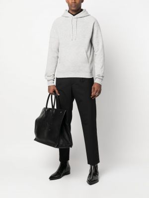 Medvilninis siuvinėtas džemperis su gobtuvu Saint Laurent pilka