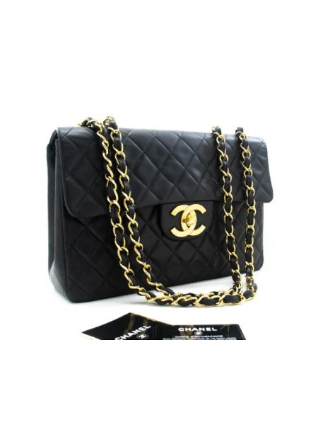Retro bolso cruzado de cuero Chanel Vintage negro