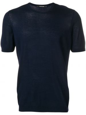 Camiseta de punto de cuello redondo Tagliatore azul