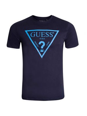 Fényvisszaverő slim fit póló Guess kék