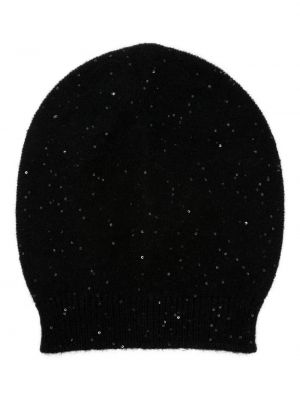 Dzianinowa czapka z cekinami Fabiana Filippi czarna