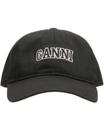 Haftowana czapka z daszkiem bawełniana Ganni