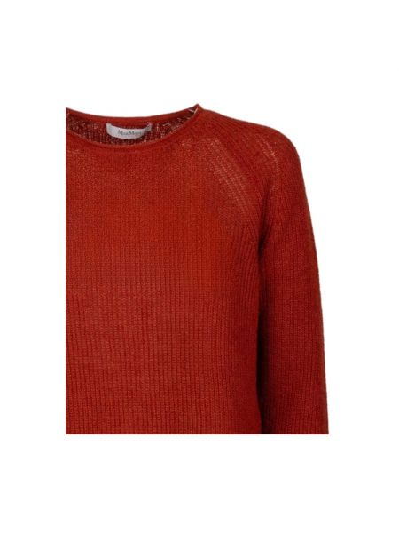 Lniany sweter bawełniany Max Mara brązowy