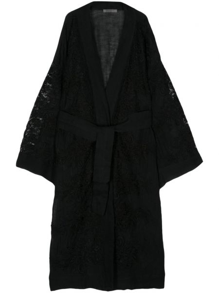 Long manteau en dentelle Maurizio Mykonos noir