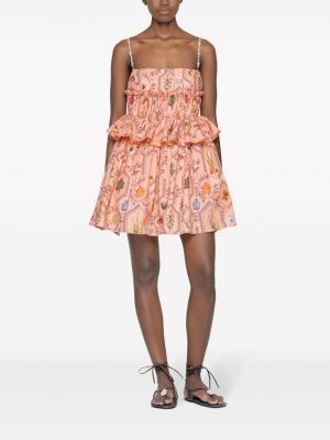 Mini šaty s výšivkou Agua By Agua Bendita růžové