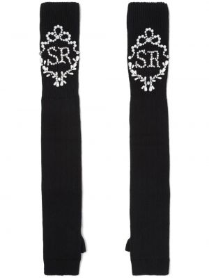 Плетени ръкавици с кристали Simone Rocha черно