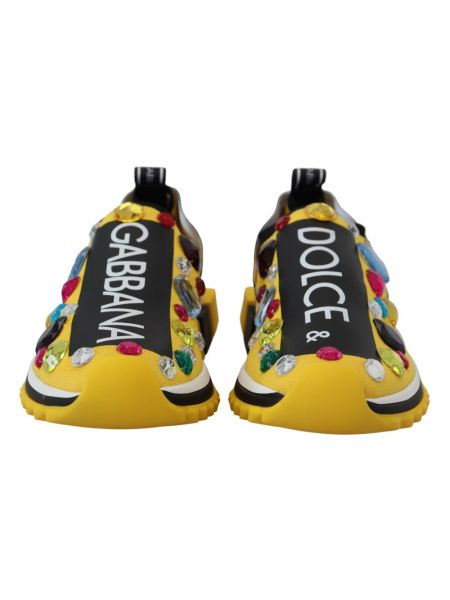 Sneakersy z kryształkami Dolce And Gabbana żółte