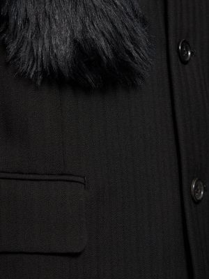 Dryžuotas vilnonis švarkas su eglutės raštu Comme Des Garçons juoda