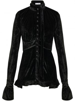 Кадифена блуза с кристали Paco Rabanne черно