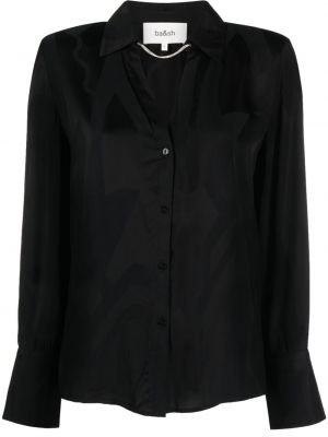 Сатенена блуза с v-образно деколте Ba&sh черно