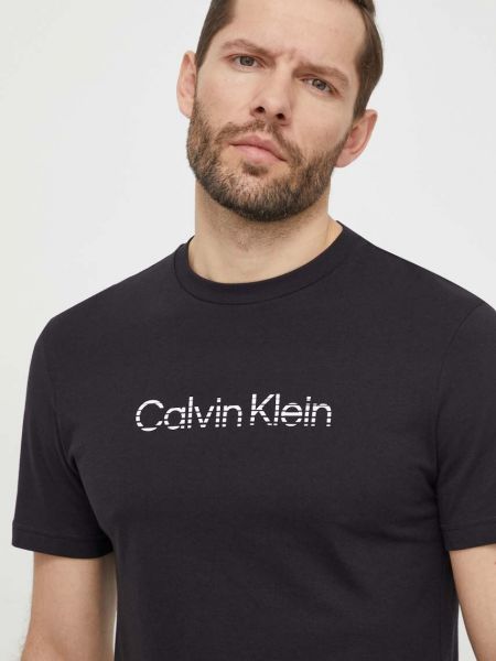 Pamut póló Calvin Klein fekete