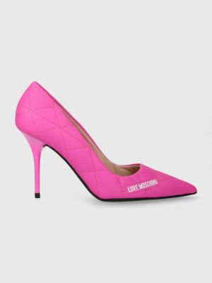 Pantofi cu toc din piele Love Moschino roz