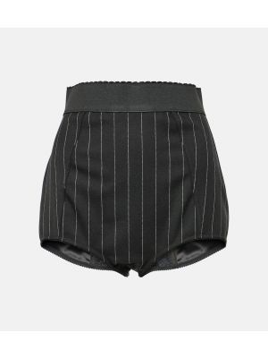Pantalones cortos de lana a rayas Dolce&gabbana negro