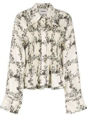 Cămașă cu nasturi de mătase cu model floral Nanushka - alb Cămașă cu nasturi de mătase cu model floral Nanushka - alb