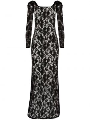 Krajkové večerní šaty s mašlí Nina Ricci černé