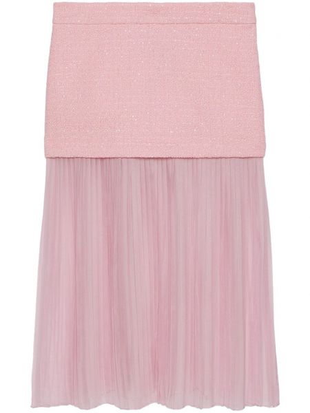 Svilena midi suknja od tvida Gucci ružičasta
