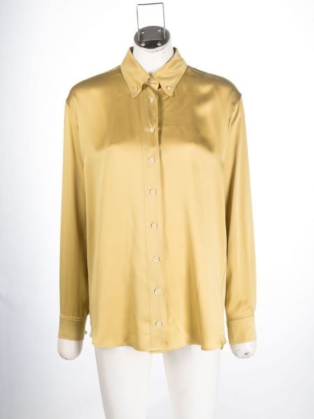 Jedwabna bluzka na guziki puchowa Alysi żółta
