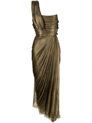 Sukienka koktajlowa asymetryczna plisowana Maria Lucia Hohan brązowa