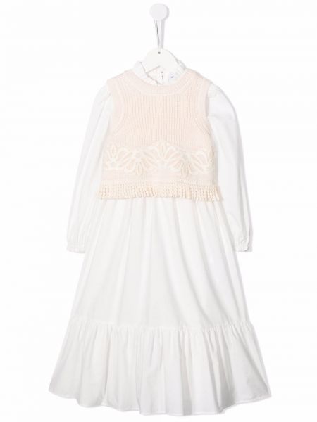 Bomull ull dress for jenter Ermanno Scervino Junior hvit