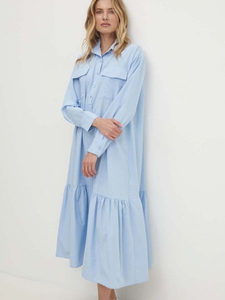 Sukienka midi bawełniany Answear Lab niebieski