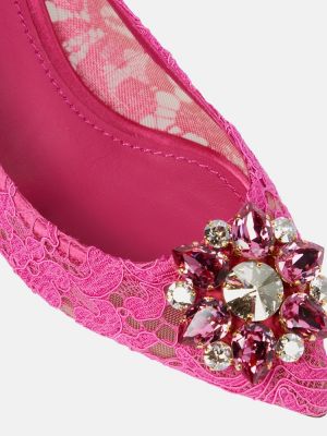 Полуотворени обувки с дантела Dolce&gabbana розово