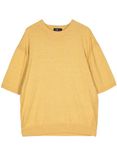 Pull court en coton col rond Man On The Boon. jaune
