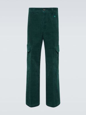Pantaloni cargo de catifea cord din bumbac Acne Studios verde