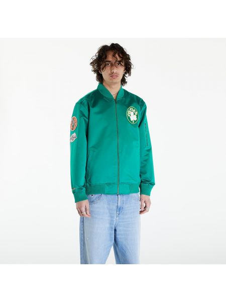 Jachetă ușoară din satin retro Mitchell & Ness verde