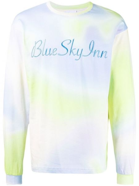 Tie-dye siuvinėtas marškinėliai Blue Sky Inn mėlyna