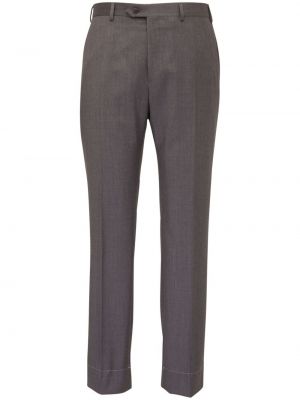 Vlněné rovné kalhoty Brioni šedé