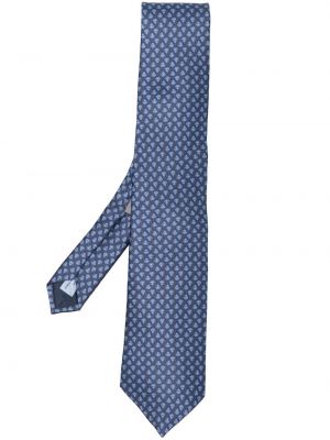 Копринена вратовръзка бродирана на цветя Corneliani синьо