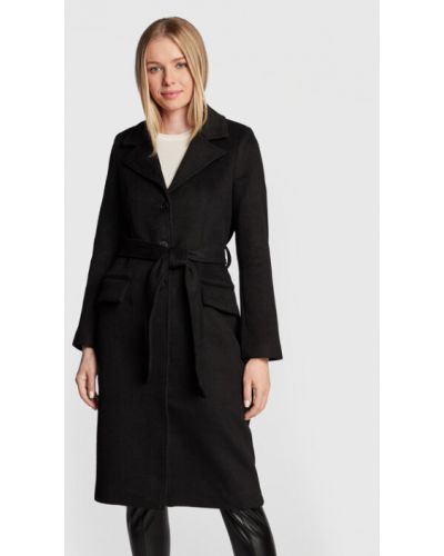 Vlnený priliehavý zimný kabát Bruuns Bazaar čierna