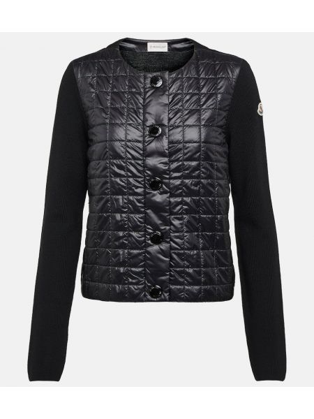 Cardigan di lana di piuma Moncler nero