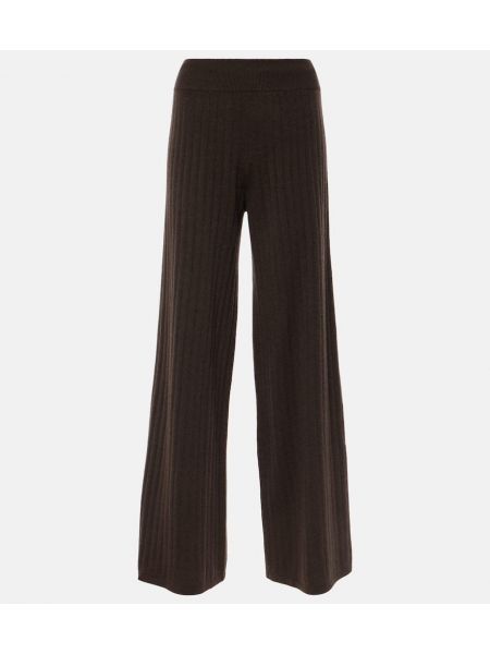 Szerokie spodnie z kaszmiru relaxed fit Lisa Yang brązowe