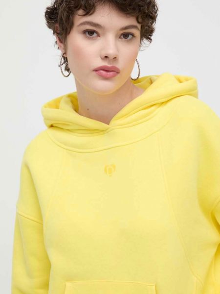 Bluza z kapturem bawełniana Desigual żółta
