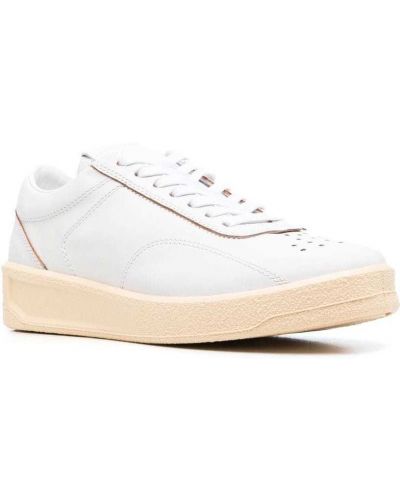 Sneakersy sznurowane skórzane koronkowe Jil Sander białe