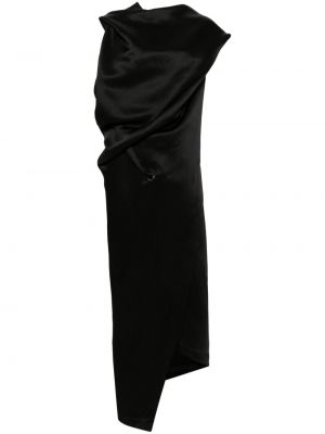 Asimetrična dolga obleka Issey Miyake črna
