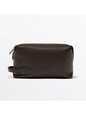 Кожаная сумка Massimo Dutti коричневая
