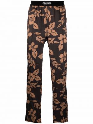 Mustriline lilleline siidist pidžaama Tom Ford pruun